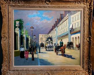Original oil painting. "Promenade, Paris