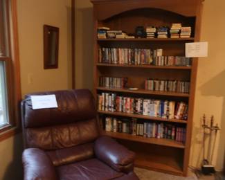 Leather Recliner Lots of CD's DVD's Cassettes & VHS