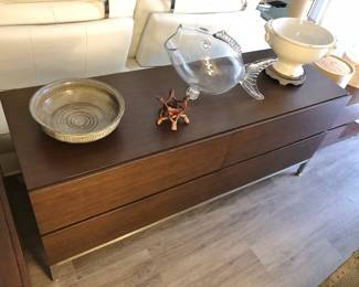 Custom Modernist Low Cabinet w/ 2 Side Tables