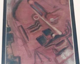 Original Brutalist Watercolor, signed JC