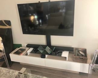 Flat Screen Smart TV on a low cabinet