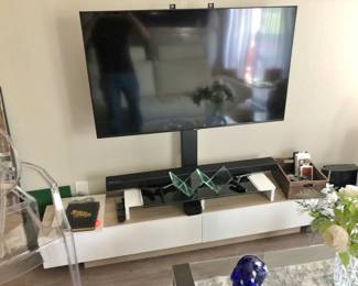 Smart Flat Screen TV, 2019 on a Low Cabinet