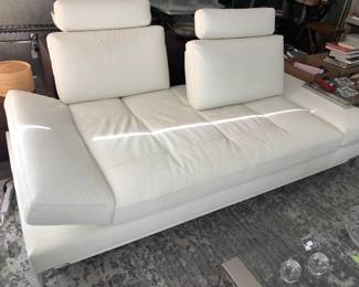 White Leather Sofa Daybed by Modani with adjustable back