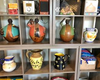 Three Peruvian Clay Figures by Viera Belerra; Ceramic Pitcher Collection