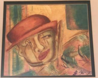 Original Brutalist Watercolor, signed JC
