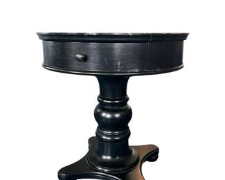 11. Empire Style Drum Table One Drawer Distressed Top W 28" H 31"