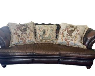 42. Gerry Nichol Co. Aubusson Style Needlepoint Pillows Insert Filled, and Back Zipper Closure With Tassle Fringe, Back Solid Velvet