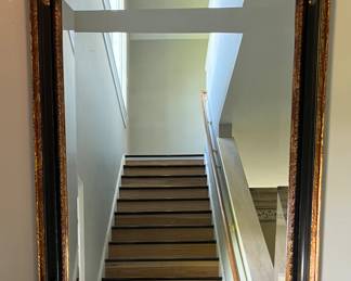 35. Black and Gold Tone Beveled Glass Mirror W 28" H 33"