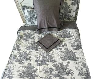 55. Horchow Black And White Toile Full/Queen Duvet Cover 2 Euro Shams 2 Standard Shams