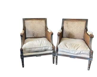 50. Pair Provence Salon Chairs With Cane Back
