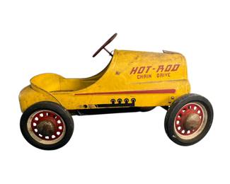 28. Vintage Garton Hot Rod Pedal Car -Ridden In The 1960's Features: Chain Drive Mechanisms, Pressed Steel Body, Steering Wheel, and Pedals