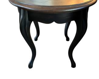 75. Round Cabriolet Side Table Queen Anne Style Parquet Top