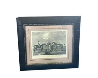 41. Equestrian Print "Hunter" Composite Frame-Faux Leather Finish W' 25" H 22"