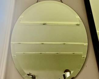 17. Pair of Oval Beveled Mirrors Chain Hanger W 18" H 22"