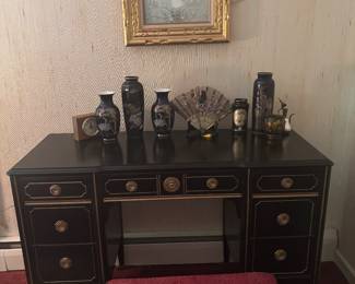 Desk painted in Asian influence