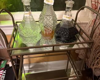 3 Tier rolling bar cart $100
Wexford decanters $15.00 each.
