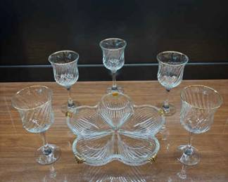 Gold Rimmed Crystal Glassware
