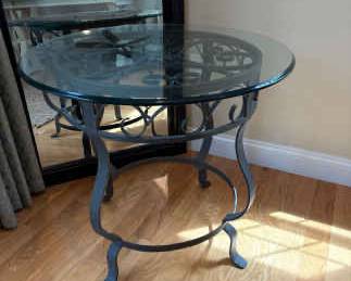 Wrought Iron Glass Side Table