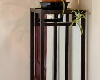 Mirrored Side Table & House Plant