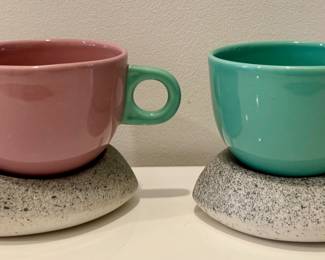 Cool Ceramic Mugs on Granite "Cushions"