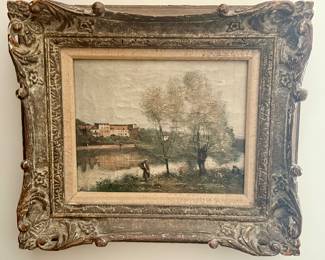 "River Scene" Antique Painting, Unsigned