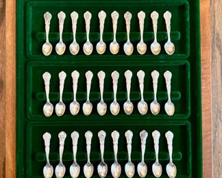 The Franklin Mint Official State Flower Silver Spoon Miniature Set with COA