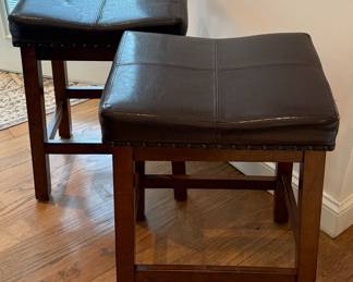 (4) Faux Leather Bar Stools with Nailhead Trim