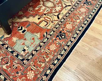 Wool Area Rug (rust, light blue, black)