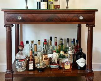 Antique Empire Style Bar with Claw Feet & Crystal Knobs