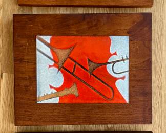 MCM Handmade Copper & Enamel Musical Instrument Plaques