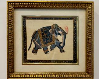 Indian Elephant Painting on Silk