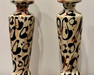 Hand Painted Candlesticks, Signed