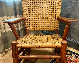 Vintage Hickory Rocking Chair with Paddle Armrests