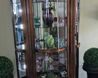 Curio cabinet with Fenton glass