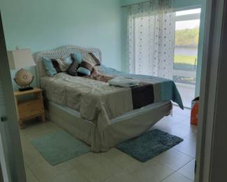 Wicker bed with mattress and box springs