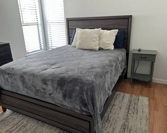 Queen Bed with Night Stand and Rug - 2nd Bedroom