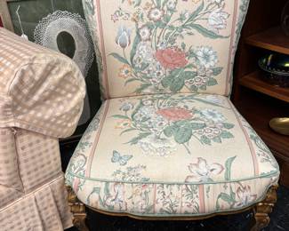 Louis XV Style Slipper Chair. Reupholstered in 1980's. Beautifully done.