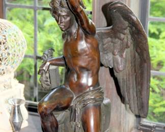 Angel Gabriel Bronze Signed Vauvray Freres