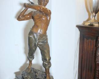 Miner Bronze Signed M. Gombage
