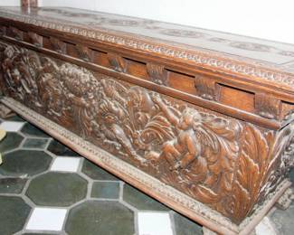 Heavily Carved Oak Blanket Chest