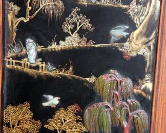 Close up of Chinese Coromandel Screen