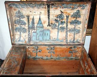 Painted Interior of Dowry Chest