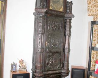 Museum Quality, Heavily Carved Tall Case 19th Century Welsh Clock.