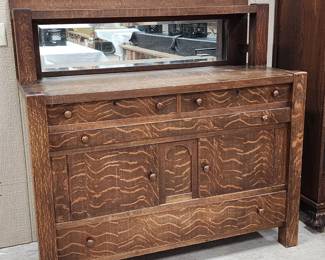 Mission style tiger oak buffet