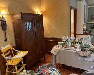 More great furniture and china in the Den area