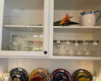 Crate and Barrel "Fiesta" Water/Ice Tea and Margarita glasses, also a Pitcher.