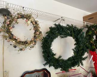 Wreaths in the garage