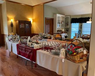 Looking across the den area filled with fabulous seasonal items