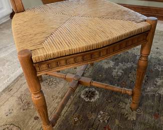 The stretcher and leg details of the chair