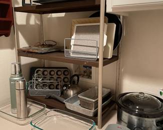 Baking items, Pyrex, chopping boards, cooling racks